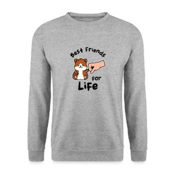 Hamster Best Friends for Life Cavy Rodent Pet - Unisex Sweatshirt - salt & pepper - Front - Alina (178cm) & Michal (187cm)