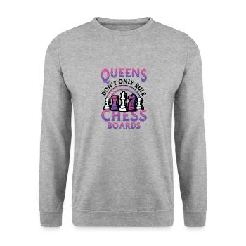 Damen Beherrschen Nicht Nur Die Schachbretter - Unisex Pullover - Weißgrau meliert - Vorne - Alina (178cm) & Michal (187cm)