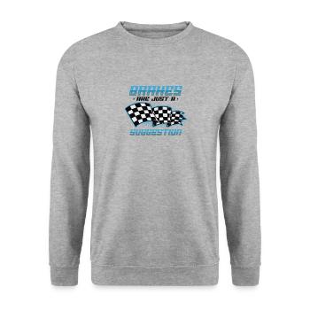 Brakes are just a suggestion, Racing Checkered - Unisex Sweatshirt - salt & pepper - Front - Alina (178cm) & Michal (187cm)