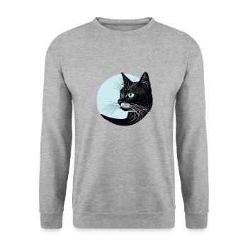 Chat noir - Sweat-shirt Unisexe - gris chiné - Devant - Alina (178cm) & Michal (187cm)
