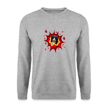 Comic Dog Design - Pow - Bernese Mountain Dog - Unisex Sweatshirt - salt & pepper - Front - Alina (178cm) & Michal (187cm)