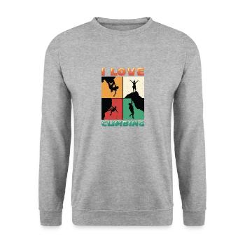 I love rock climbing, rock climbing - Unisex Sweatshirt - salt & pepper - Front - Alina (178cm) & Michal (187cm)
