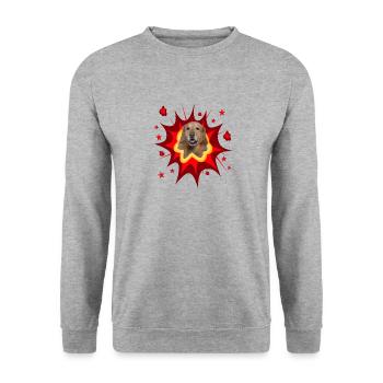 Conception de chien comique - Pow - Hovawart - Sweat-shirt Unisexe - gris chiné - Devant - Alina (178cm) & Michal (187cm)