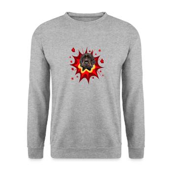 Comic Dog Design - Pow - German Wirehaired - Sweat-shirt Unisexe - gris chiné - Devant - Alina (178cm) & Michal (187cm)