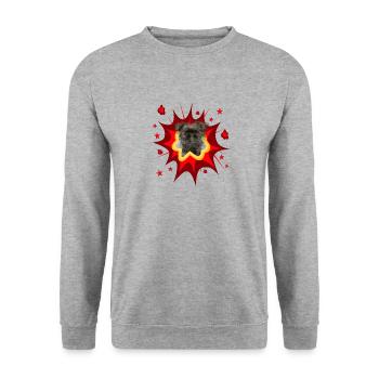 Comic Dog Design - Pow - Affenpinscher - Unisex Sweatshirt - salt & pepper - Front - Alina (178cm) & Michal (187cm)