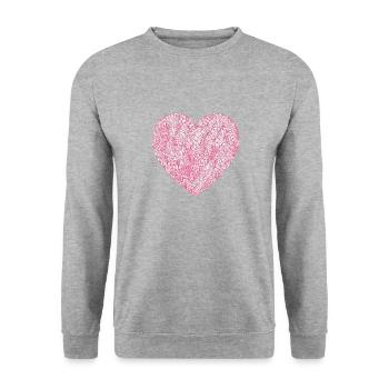 Herz Niedlich Blumig Rosa Herz Liebe Frauen Mädchen - Unisex Pullover - Weißgrau meliert - Vorne - Alina (178cm) & Michal (187cm)