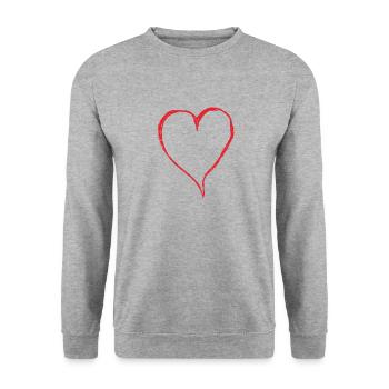 Grand cœur - Sweat-shirt Unisexe - gris chiné - Devant - Alina (178cm) & Michal (187cm)