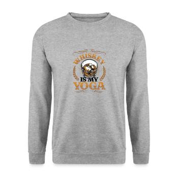 Whiskey Ist Mein Yoga, Whiskey-Liebhaber - Unisex Pullover - Weißgrau meliert - Vorne - Alina (178cm) & Michal (187cm)