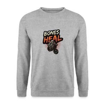 Bone Healing, Mtb, Mountain Bike, Bmx - Unisex Sweatshirt - salt & pepper - Front - Alina (178cm) & Michal (187cm)