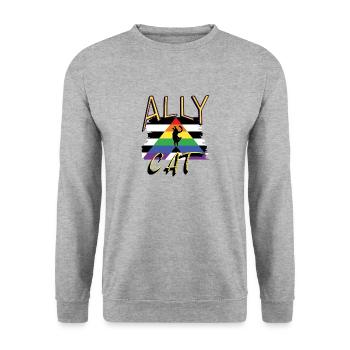 LGBT Straight Ally Cat Gay Pride Supporter - Unisex Sweatshirt - salt & pepper - Front - Alina (178cm) & Michal (187cm)