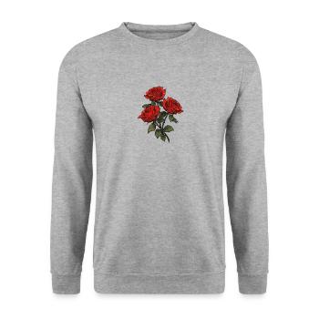 3 Roses Rouges Amoureux Fleurs Fraîches Floral Rouge Fleur - Sweat-shirt Unisexe - gris chiné - Devant - Alina (178cm) & Michal (187cm)