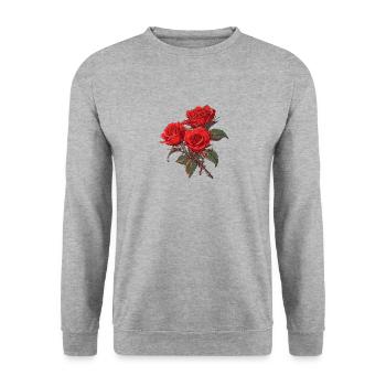 Vintage Red Roses Humor Floral Rose Lover Flowers - Unisex Sweatshirt - salt & pepper - Front - Alina (178cm) & Michal (187cm)
