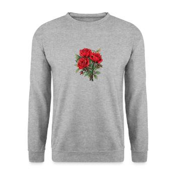 Floral Vintage Red Roses Lover Humor Flowers Fun - Unisex Sweatshirt - salt & pepper - Front - Alina (178cm) & Michal (187cm)