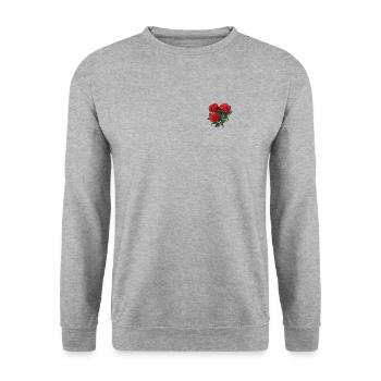 3 Red Roses Patch Lover Cool Floral Novelty Pun - Unisex Sweatshirt - salt & pepper - Front - Alina (178cm) & Michal (187cm)