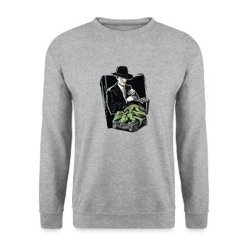 A SHADY LOOKING MAN TRYING TO SELL LIZARDS - Unisex Sweatshirt - salt & pepper - Front - Alina (178cm) & Michal (187cm)