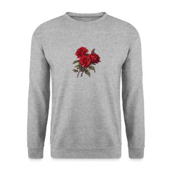 Rosenliebhaber Cool Vintage Blumen Liebhaber Neuheit Wortspiel - Unisex Pullover - Weißgrau meliert - Vorne - Alina (178cm) & Michal (187cm)