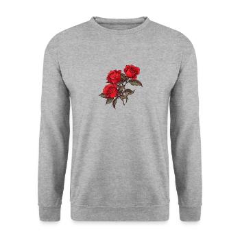 3 Red Roses Flowers Humor Cool Floral Flower Pun - Unisex Sweatshirt - salt & pepper - Front - Alina (178cm) & Michal (187cm)