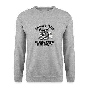 Funny fitness s'mores workout marshmallows camper - Unisex Sweatshirt - salt & pepper - Front - Alina (178cm) & Michal (187cm)