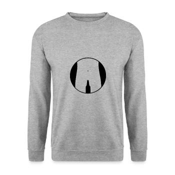 Bier-Piktogramm Humor für Erwachsene - Unisex Pullover - Weißgrau meliert - Vorne - Alina (178cm) & Michal (187cm)
