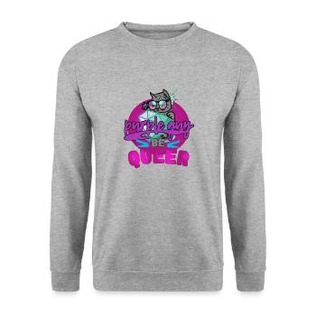 Queer - Süsse Katze - Unisex Pullover - Weißgrau meliert - Vorne - Alina (178cm) & Michal (187cm)