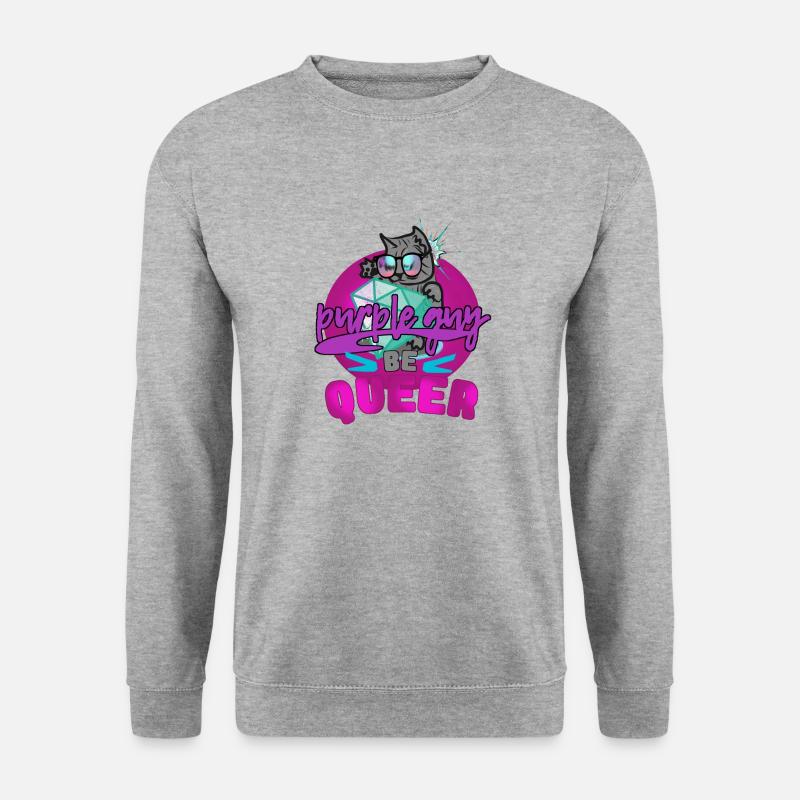 Queer - Süsse Katze - Unisex Pullover - Weißgrau meliert