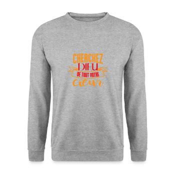 Cherchez Dieu de tout votre cœur - Sweat-shirt Unisexe - gris chiné - Devant - Alina (178cm) & Michal (187cm)