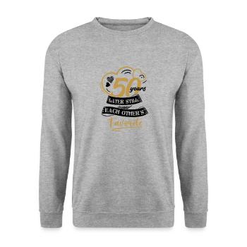 50. Anniversaire de mariage Mari Femme Relation de mariage - Sweat-shirt Unisexe - gris chiné - Devant - Alina (178cm) & Michal (187cm)