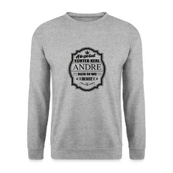 Absolut Echter Kerl Andre Bleib So Wie Du Bist - Unisex Pullover - Weißgrau meliert - Vorne - Alina (178cm) & Michal (187cm)