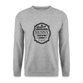 Absolut Echter Kerl Benny Bleib So Wie Du Bist - Unisex Pullover - Weißgrau meliert - Vorne - Alina (178cm) & Michal (187cm)