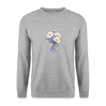 Flower Bouquet Lover Cool Daisy Vintage Floral Pun - Unisex Sweatshirt - salt & pepper - Front - Alina (178cm) & Michal (187cm)