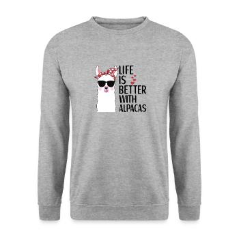 LLama Lover pour enfants Alpaga Gift Girls - Sweat-shirt Unisexe - gris chiné - Devant - Alina (178cm) & Michal (187cm)