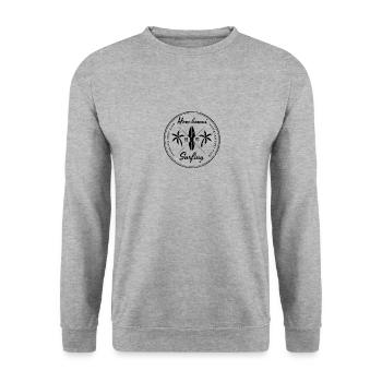 Retro Honokowai Maui Hawaii Beach Surfing Fan - Unisex Pullover - Weißgrau meliert - Vorne - Alina (178cm) & Michal (187cm)