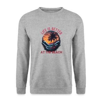 La vie est meilleure à la plage - Sweat-shirt Unisexe - gris chiné - Devant - Alina (178cm) & Michal (187cm)