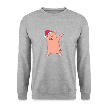 Christmas Pig Dab - Unisex Sweatshirt - salt & pepper - Front - Alina (178cm) & Michal (187cm)