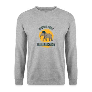 School Feels Irrelephant, Anti School - Unisex Sweatshirt - salt & pepper - Front - Alina (178cm) & Michal (187cm)