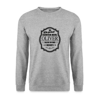 Absolut Echter Kerl Oliver Bleib So Wie Du Bist - Unisex Pullover - Weißgrau meliert - Vorne - Alina (178cm) & Michal (187cm)