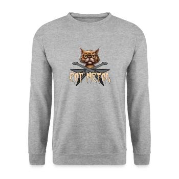 cat metal, fun for musicians - Unisex Sweatshirt - salt & pepper - Front - Alina (178cm) & Michal (187cm)
