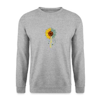 Sonnenblume Cannabis Weed Leaf Lover Marihuana Cool - Unisex Pullover - Weißgrau meliert - Vorne - Alina (178cm) & Michal (187cm)