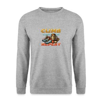 Climbing, conquering, repeating, mountaineering - Unisex Sweatshirt - salt & pepper - Front - Alina (178cm) & Michal (187cm)