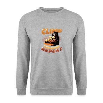 Climbing, conquering, repeating, mountaineering - Unisex Sweatshirt - salt & pepper - Front - Alina (178cm) & Michal (187cm)