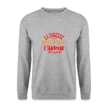 La sagesse donne du sens - Sweat-shirt Unisexe - gris chiné - Devant - Alina (178cm) & Michal (187cm)