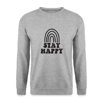 Restez heureux - Sweat-shirt Unisexe - gris chiné - Devant - Alina (178cm) & Michal (187cm)