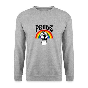 Birthday Gift Retro Fist LGBTQ Pride - Unisex Sweatshirt - salt & pepper - Front - Alina (178cm) & Michal (187cm)