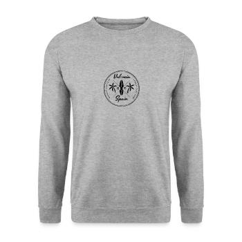 Retro Valencia Espagne Beach Surfing Fan Vacances - Sweat-shirt Unisexe - gris chiné - Devant - Alina (178cm) & Michal (187cm)