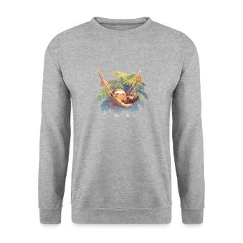 Hamac paresseux Paresseux Paresseux Palmier paresseux - Sweat-shirt Unisexe - gris chiné - Devant - Alina (178cm) & Michal (187cm)