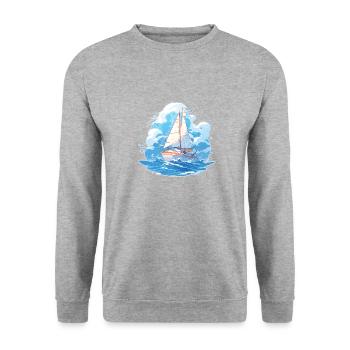 Segeln Segelschiff Segelboot Regatta Segeln Segel - Unisex Pullover - Weißgrau meliert - Vorne - Alina (178cm) & Michal (187cm)
