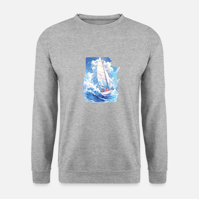 Segeln Segelboot Sport Segeln Segler Geschenke - Unisex Pullover - Weißgrau meliert