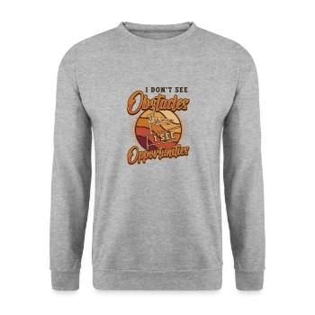 Ich Sehe Keine Hindernisse, Sondern Chancen - Unisex Pullover - Weißgrau meliert - Vorne - Alina (178cm) & Michal (187cm)