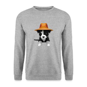 Hundeliebhaber Border Collie Hundehalter Hunde - Unisex Pullover - Weißgrau meliert - Vorne - Alina (178cm) & Michal (187cm)