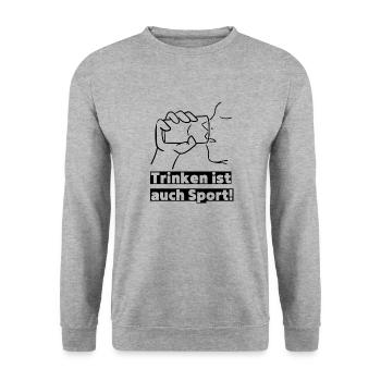 Trinken ist auch Sport! Party, Mallorca, JGA! - Unisex Pullover - Weißgrau meliert - Vorne - Alina (178cm) & Michal (187cm)